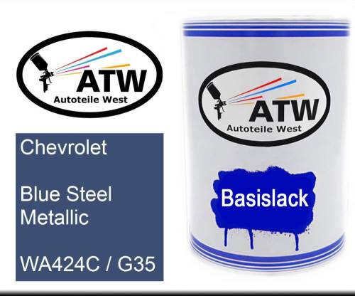 Chevrolet, Blue Steel Metallic, WA424C / G35: 500ml Lackdose, von ATW Autoteile West.